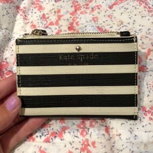 Kate spade card pouch. Black and white stripe